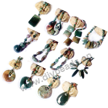 Bead, gemstone ,indian agate beads, 45cm fashion necklace,sold per pkg of 1.