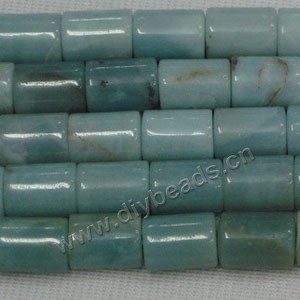Bead, amazonite (natural),10x14mm round tube. Sold per 16-inch(40cm) strand