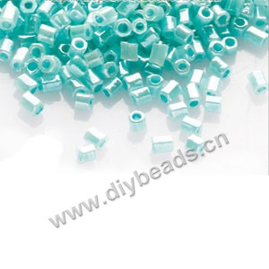 Bugle bead, glass beads, tube beads, silky luster,aqua green ,#1(2x2mm) hex beads. Sold per pkg of 450 grams,approximately 30,000ps