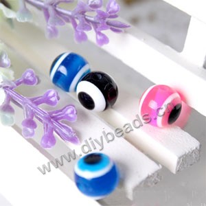 Bead, acrylic, eye beads, mixed  colors, 10mm round. Sold per pkg of 100ps