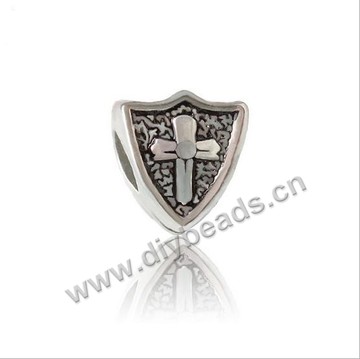 Bead,big-hole beads,zinc alloy,shield shape,11*9mm,Sold per pkg of 100pcs