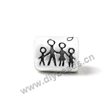 Bead,big-hole beads,zinc alloy,family love topic,10*8mm,Sold per pkg of 100pcs