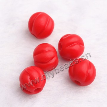 Bead, lampworked glass, pumpkin, frosted, red, 8mm. Sold per pkg 1 bag-100 pieces. 