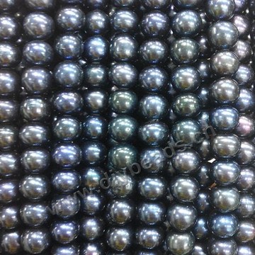 Pearl,cultured freshwater,black,7-8mm potato, Agrade. Sold per pkg of one strand