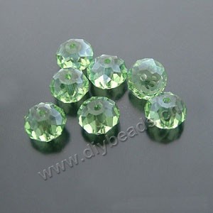 bead,glass,green,8x10mm hand-faceted rondell,approximately 72ps/strand