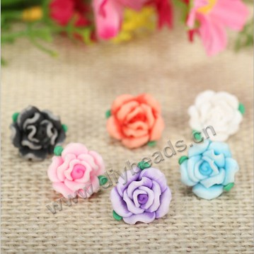 Bead, polymer clay,mixed color ,13x8mm flower. Sold per pkg of 5.