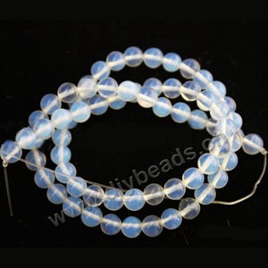 Bead, opal (imitation), white, 6mm round. Sold per 16-inch strand.