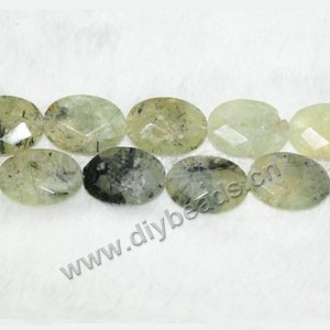 Bead, green line jasper (natural), 18x25mm faceted oval,  Sold per 16-inch strand