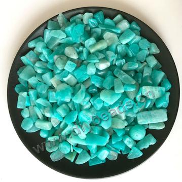 Bead Chips, natural amazonstone chips without hole, 8-12mm. Sold per pkg of 5kgs