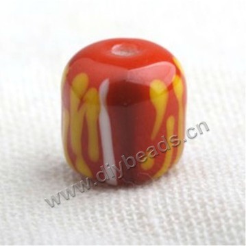 Bead,Japan lampworked glass,red round tube, 15X15mm round.mini order 100pc 