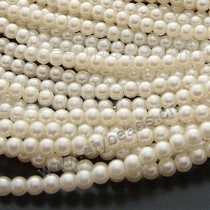 Bead, glass pearl, light peach, 6mm round. Sold per pkg of 32-inch strands.