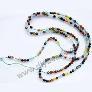 Bead, agate (H/D), multicolored , 2mm round. Sold per 15-inch stand.