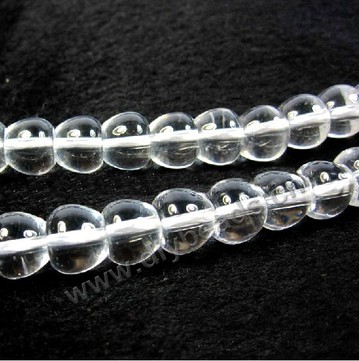 Bead,clear quartz crystal (natural), 8mm smooth surface apple . Sold per 16-inch strand