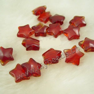 Glass beads, charms,red,10mm flat star,findings for making jewelry, mini order 40ps