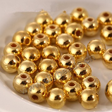 Beads, acrylic loose  beads ,  gold color, 14MM round . Sold per pkg of 500grams