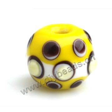 Bead,Japan lampworked glass,yellow with bumpy dots,16X12mm Rondelle.mini order 100pc 