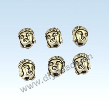 Charm, Brass,10mm  Solid Tibetan Silver Alloy Buddha Charm Loose Beads. Sold Per Pkg of 60pcs