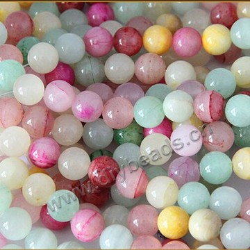 Bead,Afghanistan colorful jade, 10mm round. Sold per 38-39cm strand,approximately 40 beads .
