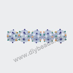 Bead, hand-blown glass, multicolored bumpy dots, 20mm hollow round. Sold per pkg of 10