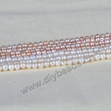 Pearl, cultured freshwater,white pink,2-2.3mm round, AAA grade. Sold per bag of one strand
