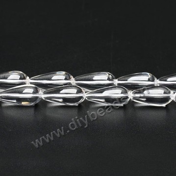 Bead,clear quartz crystal (natural), 12x18mm puffed teardrop,A grade. Sold per 16-inch strand