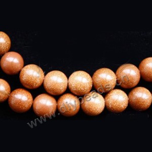 Bead, brown goldstone (manmade), 10mm round. Sold per 14.5-inch strand