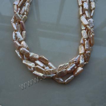 Pearl, Natural baroque Pearls, 15-20mm rectangle, white color. Sold per pkg of 10 strand
