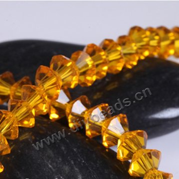 beads,AAA grade glass,4*6mm bicone, clear yellow, sold per package of 1 stand