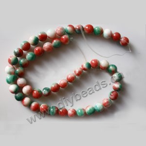Bead, multi-color "jade" (dyed), 8mm round. Sold per 15-inch strand
