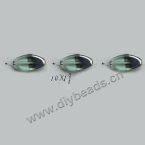 Bead ,silver-plated glass, light green, 19x10mm flat oval. Sold per pkg of ten 31cm strand.