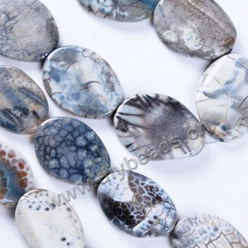 Bead,fire agate,blue color,18x25mm oval, Sold per one strand.