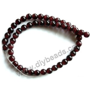 Bead, cat's eye glass,purple, 8mm round, quality grade. Sold per 14.5-inch strand.