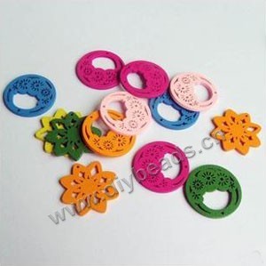 Focal,wood,assorted colors,multied shape, 25mm double side carved flower. Sold per pkg of 200.