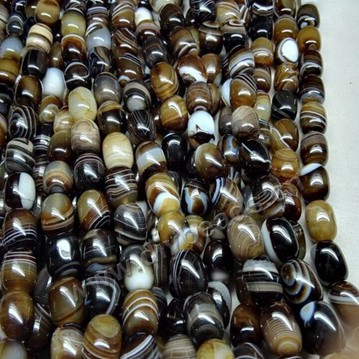 Bead,striped agate,brown color,13x18mm barrel, Sold per one strand.