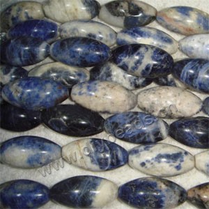 Bead, sodalite (natural), 15x30mm oval. Sold per 15-inch strand.