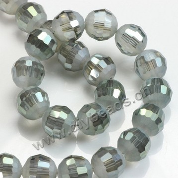 Bead, glass, AB color, grey, 10mm faceted round, sold per pkg 5 strands.