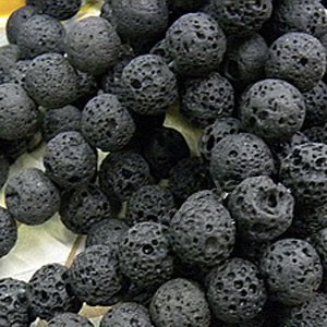 Bead, lava rock (natural), 16mm round. Sold per 16-inch strand.