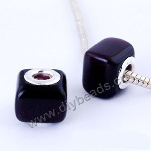 Bead,big-hole beads ,cat's eye glass and brass grommets,black,10x14mm square rondelle with 5mm hole,sold per pkg of 50ps