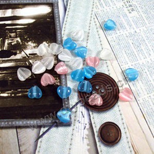 Bead, acrylic, cat's eye  mixed  colors, 8mm heart. Sold per pkg of 20ps