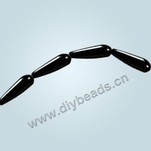Bead, black agate (dyed), 38x6mm teardrop. Sold per 16-inch strand.