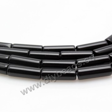 Agate beads, black color, straight tube, 2*5mm, and 3*6mm. Sold per pkg of 10 strands