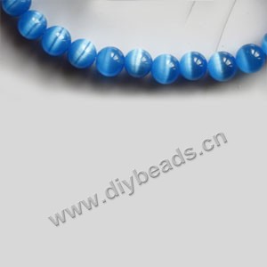 Bead, cat's eye glass,blue , 10mm round, quality grade. Sold per 14.5-inch strand.