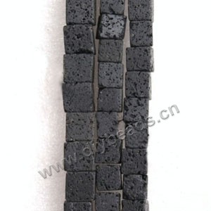 Bead,  lava rock (natural), 10x10x10mm cube. Sold per 14-inch strand.