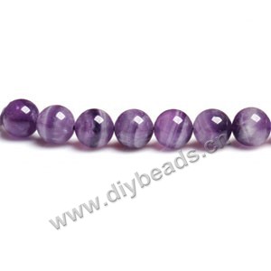 Bead, flower amethyst (natural), 10mm round. Sold per 15-inch(38cm) strand