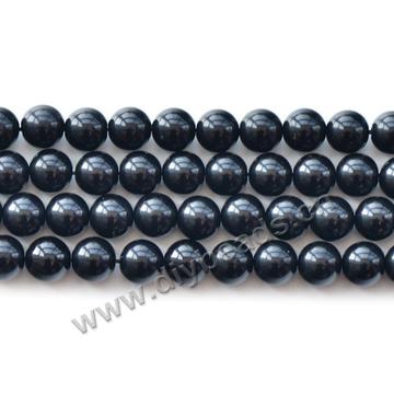 Gemstone, black Morion quartz, 18mm round. Sold per pkg of 2 strands