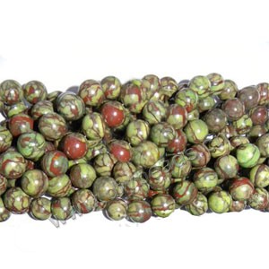 Bead, dragon blood jasper (dyed), 8mm round. Sold per 16-inch strand,factory price.