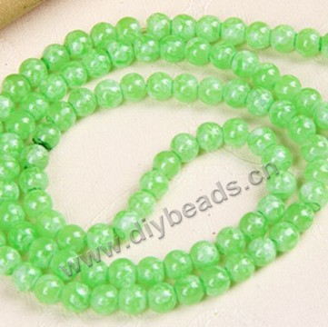 Bead,glass,solid green color,8mm round,sold per pkg of 10 strands