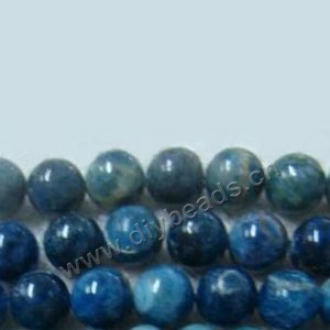 Bead, blue apatite(natural) , 16mm round . Sold per 16-inch strand