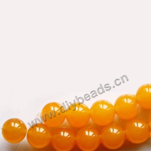 Bead, yellow "jade" (dyed), 10mm round. Sold per 15-inch strand