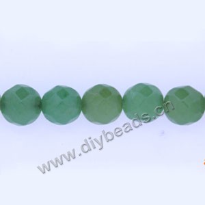 Bead, green aventurine (natural), 8mm faceted round. Sold per 16-inch  strand